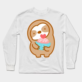 Cute Cupcake Sloth Long Sleeve T-Shirt